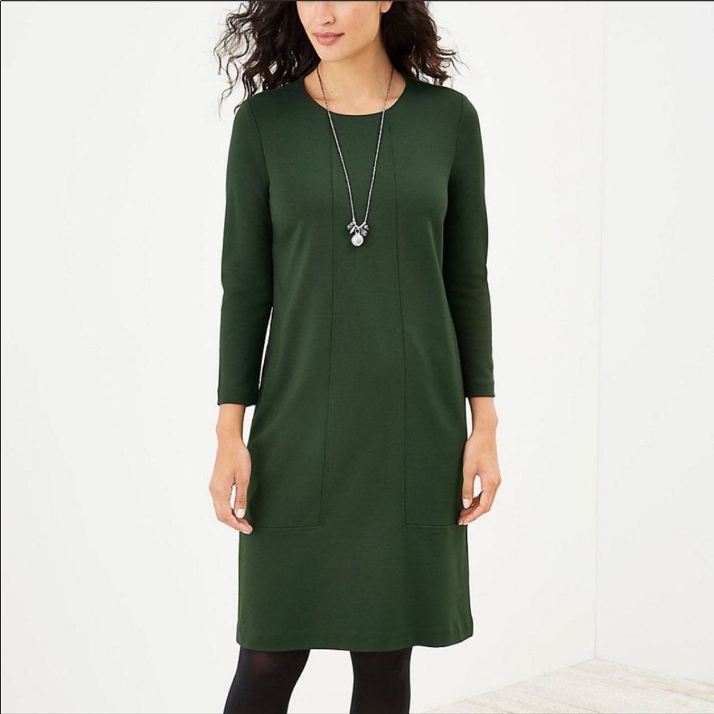 J. Jill PONTE Dress Size Small Green With Pockets